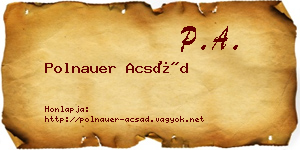 Polnauer Acsád névjegykártya